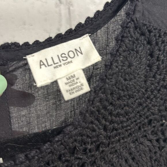 Elegant Black Lace Dress ALLISON New York - Size Medium - Lace Knitted Dress - Picture 2 of 4